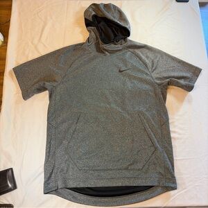 Nike Short-Sleeve Heather Gray Hooded Sweatshirt